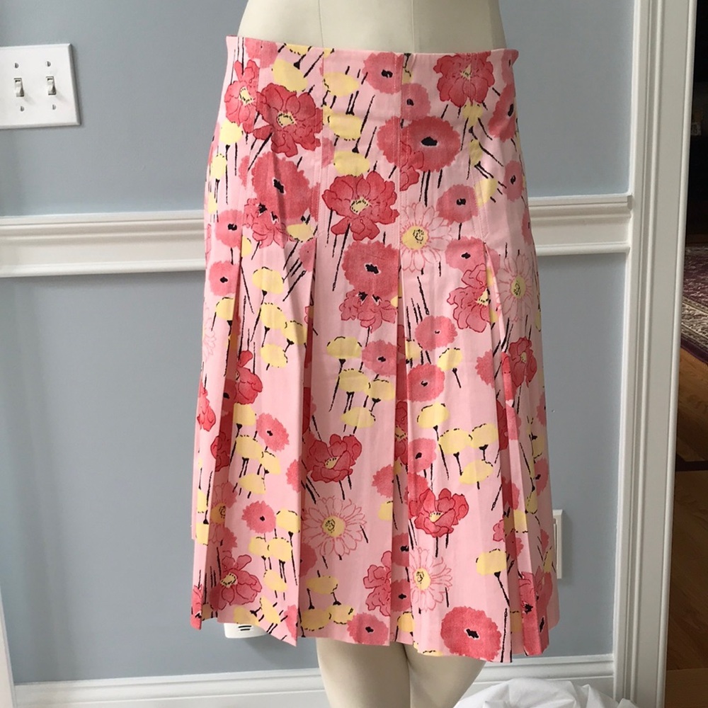 Floral Pleated Skirt Sz 4 Pink Midi